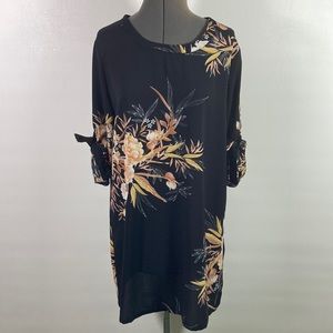 Yoins Floral Print Casual Loose Fit Sheath Dress Size L